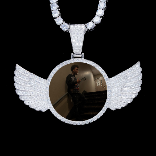 925S & VVS Moissanite 3D Wing Custom Picture Pendant