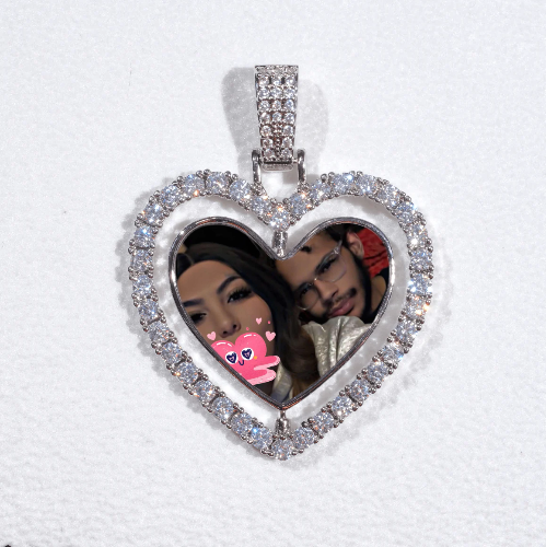 3D Spinning 2-Faced Heart Custom Picture Pendant