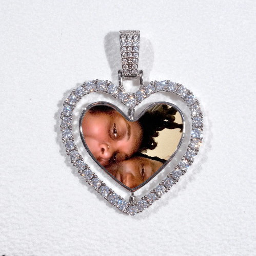 3D Spinning 2-Faced Heart Custom Picture Pendant