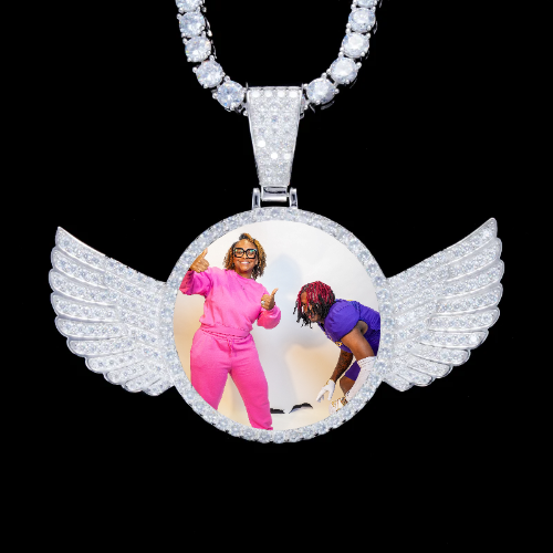 925S & VVS Moissanite 3D Wing Custom Picture Pendant