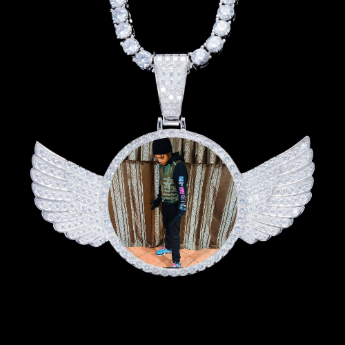 925S & VVS Moissanite 3D Wing Custom Picture Pendant