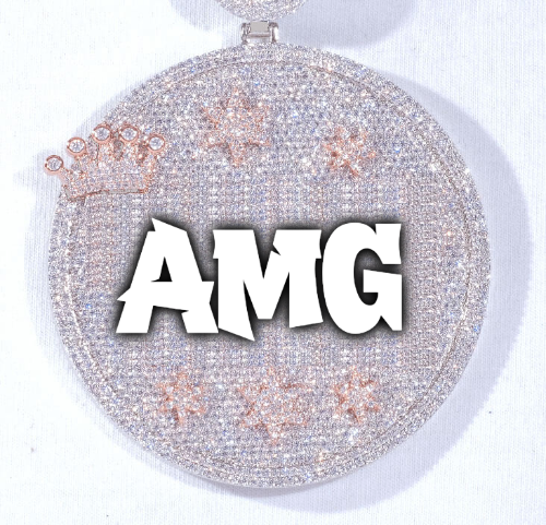 CUSTOM LETTER NECKLACE 3D BIG CROWN DISC