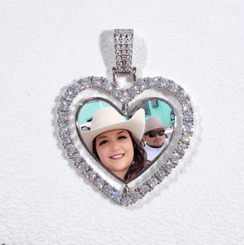 3D Spinning 2-Faced Heart Custom Picture Pendant