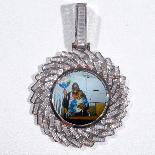 Large 3D Baguette Custom Picture Pendant