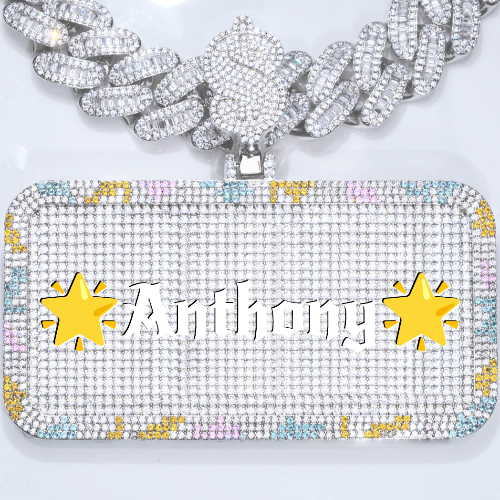 CUSTOM LETTER NECKLACE 3D COLORFUL SQUARE