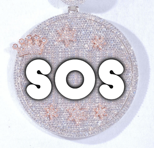 CUSTOM LETTER NECKLACE 3D BIG CROWN DISC
