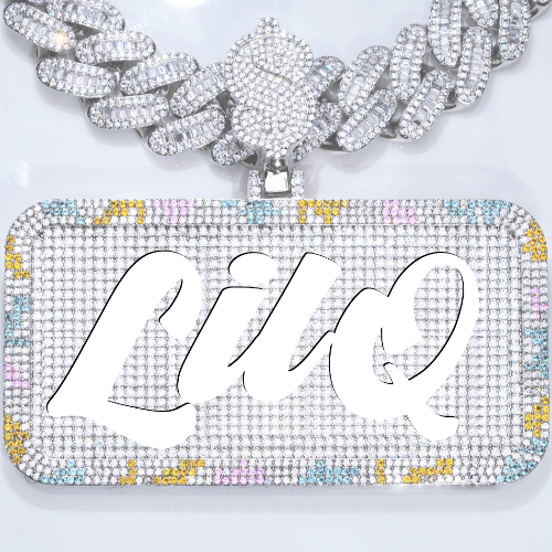 CUSTOM LETTER NECKLACE 3D COLORFUL SQUARE