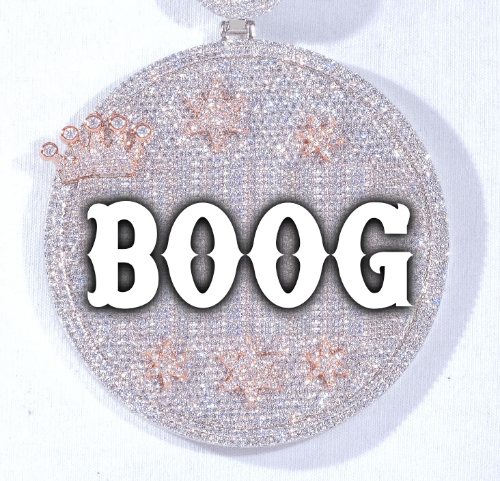 CUSTOM LETTER NECKLACE 3D BIG CROWN DISC