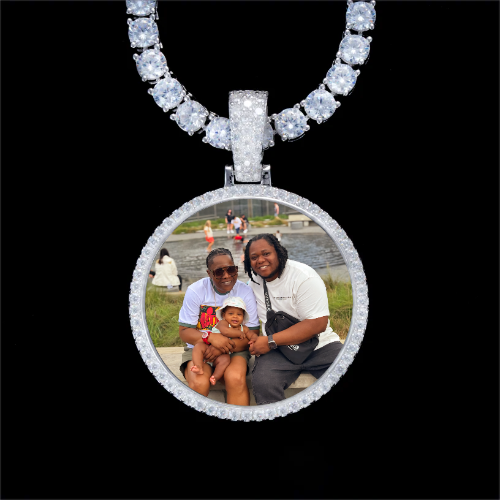 925S & VVS Moissanite 3D Circle Custom Picture Pendant