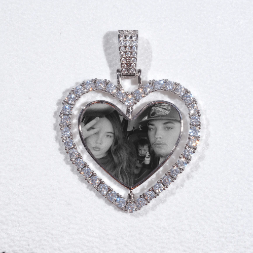 3D Spinning 2-Faced Heart Custom Picture Pendant