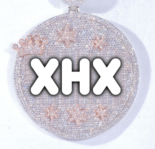 CUSTOM LETTER NECKLACE 3D BIG CROWN DISC