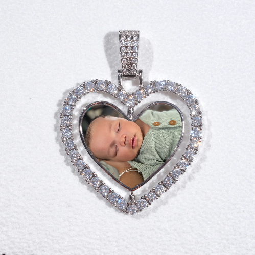 3D Spinning 2-Faced Heart Custom Picture Pendant
