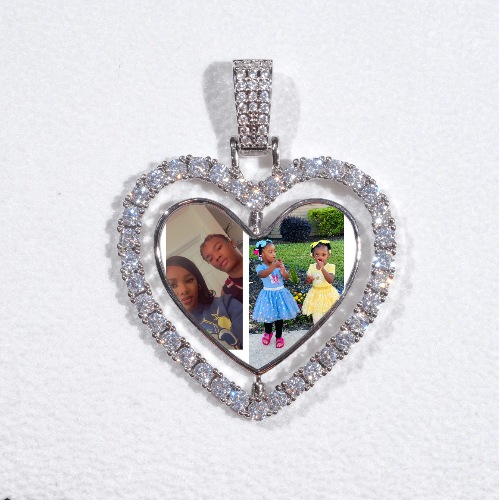 3D Spinning 2-Faced Heart Custom Picture Pendant