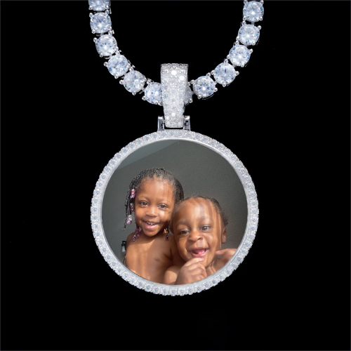 925S & VVS Moissanite 3D Circle Custom Picture Pendant