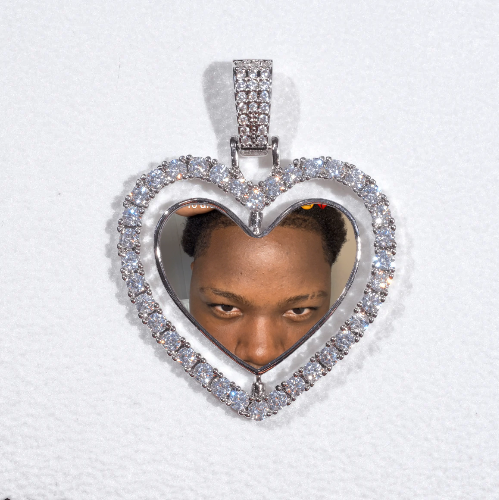 3D Spinning 2-Faced Heart Custom Picture Pendant