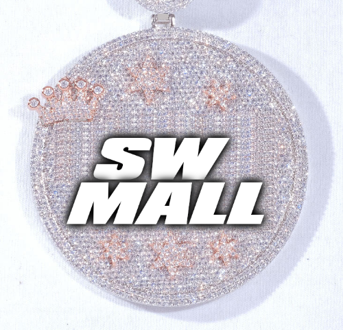 CUSTOM LETTER NECKLACE 3D BIG CROWN DISC
