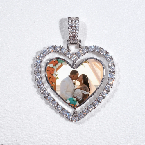 3D Spinning 2-Faced Heart Custom Picture Pendant
