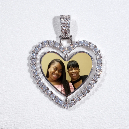 3D Spinning 2-Faced Heart Custom Picture Pendant