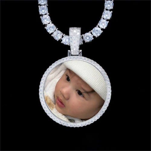 925S & VVS Moissanite 3D Circle Custom Picture Pendant