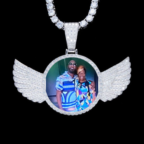 925S & VVS Moissanite 3D Wing Custom Picture Pendant