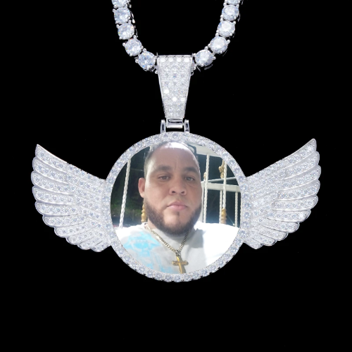 925S & VVS Moissanite 3D Wing Custom Picture Pendant