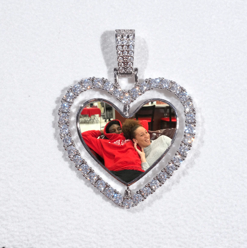 3D Spinning 2-Faced Heart Custom Picture Pendant