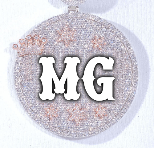 CUSTOM LETTER NECKLACE 3D BIG CROWN DISC