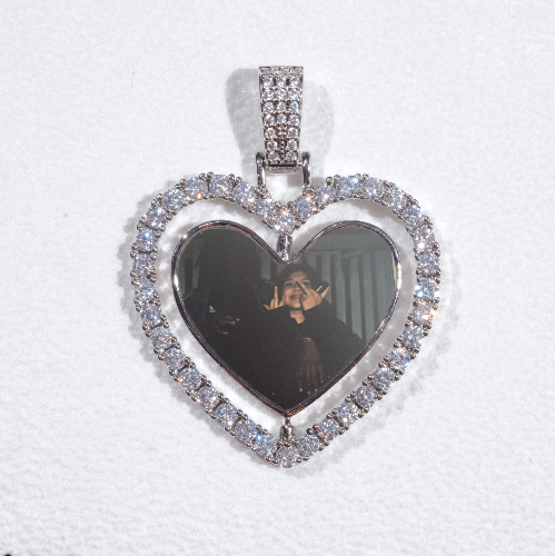 3D Spinning 2-Faced Heart Custom Picture Pendant