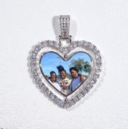 3D Spinning 2-Faced Heart Custom Picture Pendant