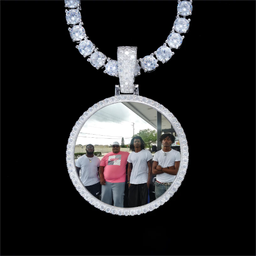 925S & VVS Moissanite 3D Circle Custom Picture Pendant