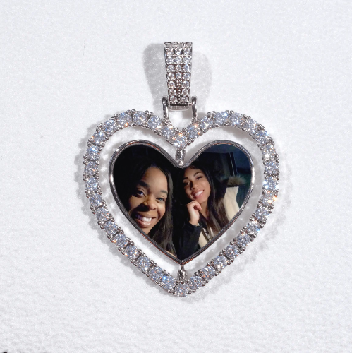 3D Spinning 2-Faced Heart Custom Picture Pendant