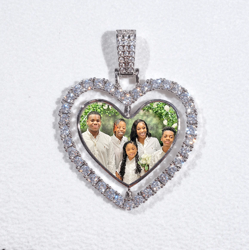 3D Spinning 2-Faced Heart Custom Picture Pendant