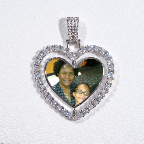 3D Spinning 2-Faced Heart Custom Picture Pendant