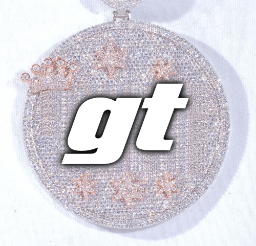 CUSTOM LETTER NECKLACE 3D BIG CROWN DISC