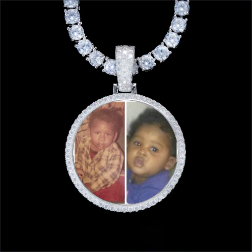 925S & VVS Moissanite 3D Circle Custom Picture Pendant