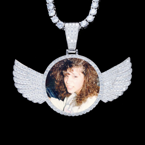 925S & VVS Moissanite 3D Wing Custom Picture Pendant
