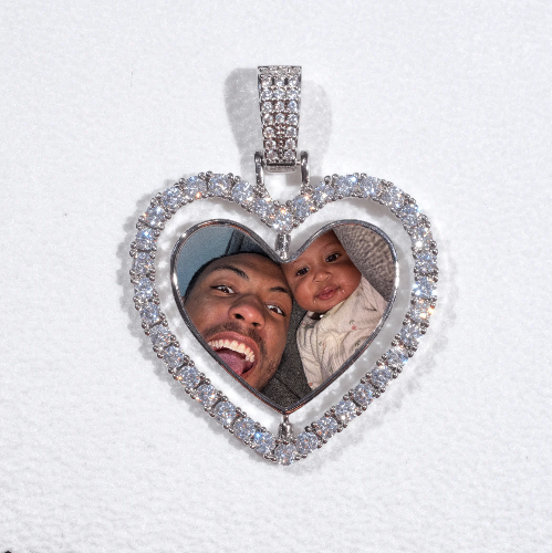 3D Spinning 2-Faced Heart Custom Picture Pendant
