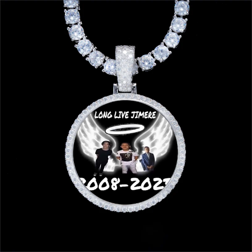 925S & VVS Moissanite 3D Circle Custom Picture Pendant