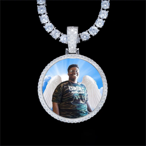 925S & VVS Moissanite 3D Circle Custom Picture Pendant
