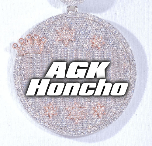 CUSTOM LETTER NECKLACE 3D BIG CROWN DISC