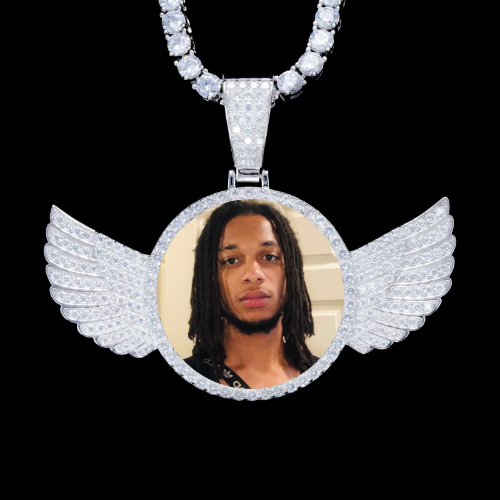 925S & VVS Moissanite 3D Wing Custom Picture Pendant