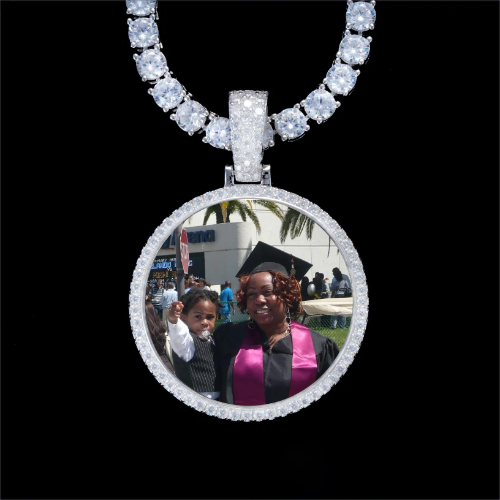 925S & VVS Moissanite 3D Circle Custom Picture Pendant