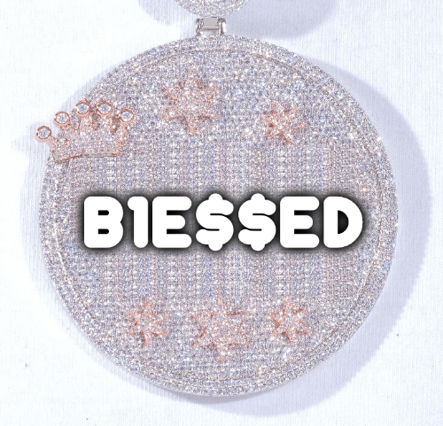 CUSTOM LETTER NECKLACE 3D BIG CROWN DISC