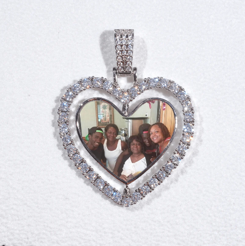 3D Spinning 2-Faced Heart Custom Picture Pendant