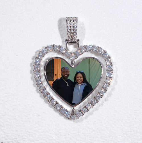3D Spinning 2-Faced Heart Custom Picture Pendant