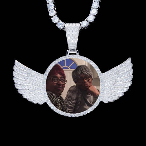 925S & VVS Moissanite 3D Wing Custom Picture Pendant