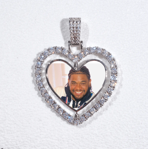 3D Spinning 2-Faced Heart Custom Picture Pendant