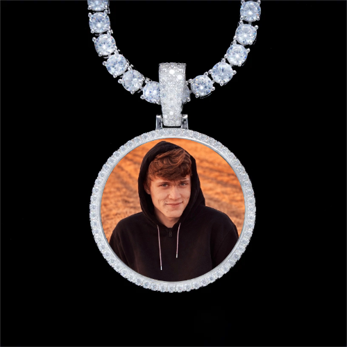 925S & VVS Moissanite 3D Circle Custom Picture Pendant
