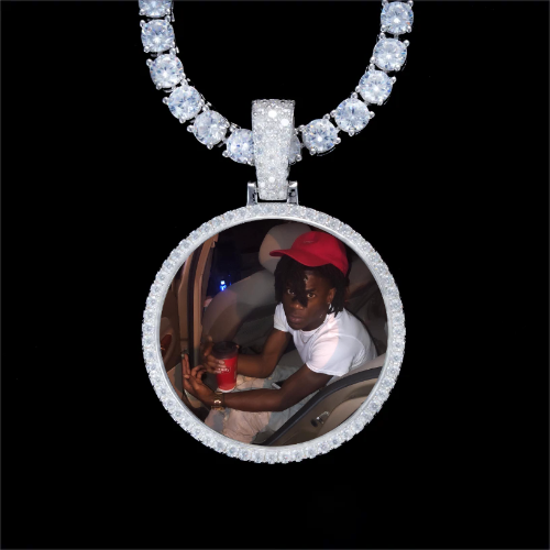 925S & VVS Moissanite 3D Circle Custom Picture Pendant