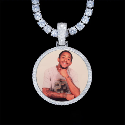 925S & VVS Moissanite 3D Circle Custom Picture Pendant